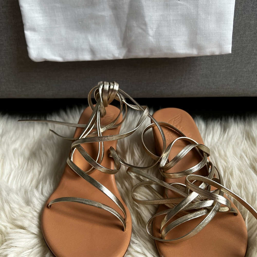 Ancient Greek Sandals Metallic Gold Strappy Sandals